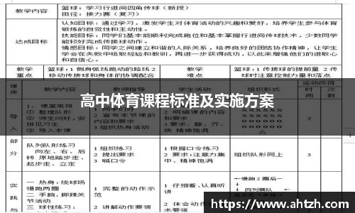 高中体育课程标准及实施方案