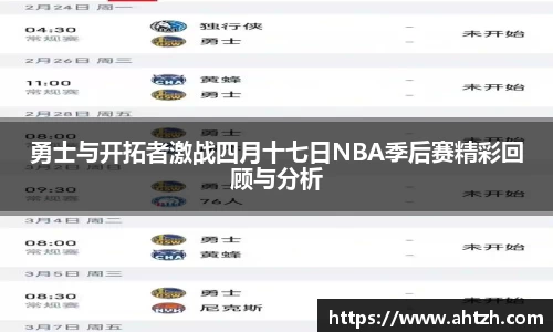 勇士与开拓者激战四月十七日NBA季后赛精彩回顾与分析